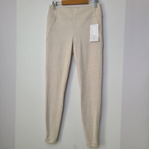 Athleta Cream Delancey Skyline Herringbone Wicking Breathable NWT Leggings, sz S